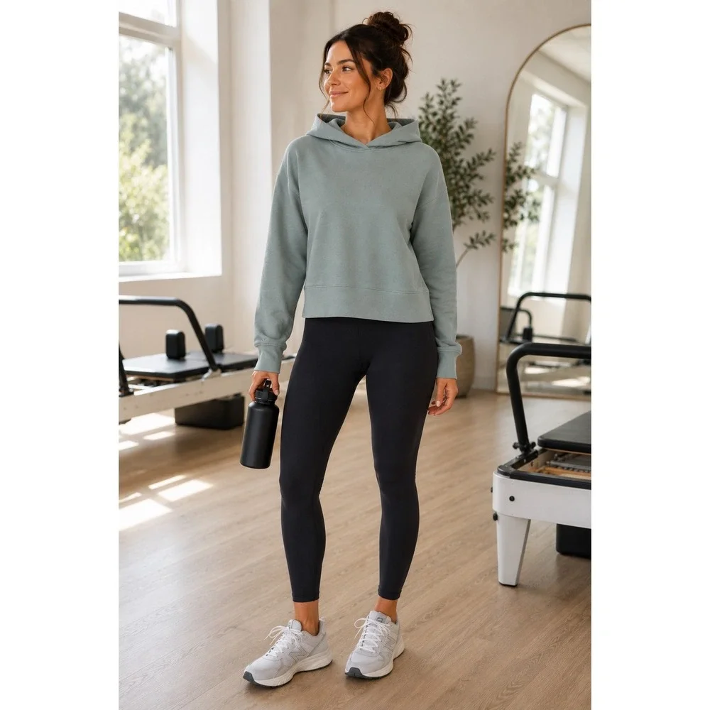 Lululemon Scuba Oversized Pullover Hoodie Sage Green Cropped Sweatshirt 10 A4